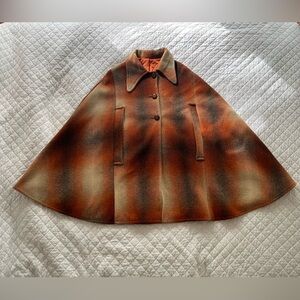 Vintage MCM Satin Lined Plaid Cape